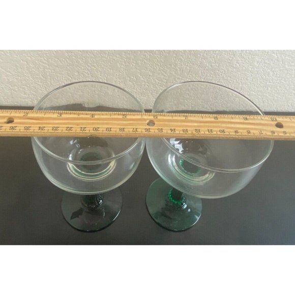 Cactus Stem Margarita Glasses Green 6" Tall Set of 2 Libbey Cocktail Glasses - Picture 4 of 5
